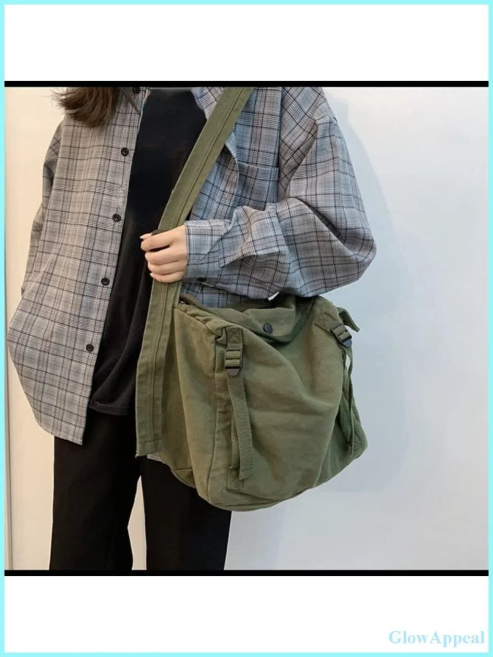 Canvas Hobo Crossbody Bag Vintage Harajuku Hippie Messenger Shoulder Bag